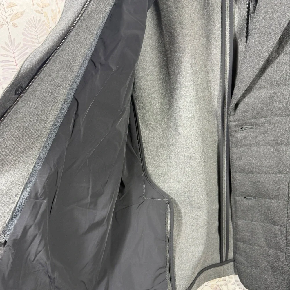 Murano‎ Slim Fit Blazer Jacket Removable Zip Vest S Gray Quilted Hybrid Coat